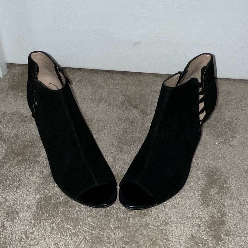 Women's Black Peep-Toe Ankle Boots